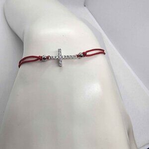 Silver Cross Charm Bracelet – Sterling 925, Adjustable